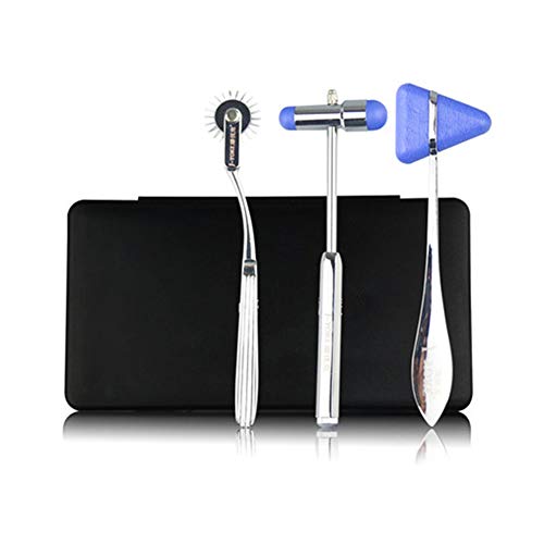 WSN Martillo Reflejo nervioso, percusión médica para Examen de neurología Martillo Triangular de Acero Inoxidable + Aguja de Rueda de baldosas + Juego de 3 martillos