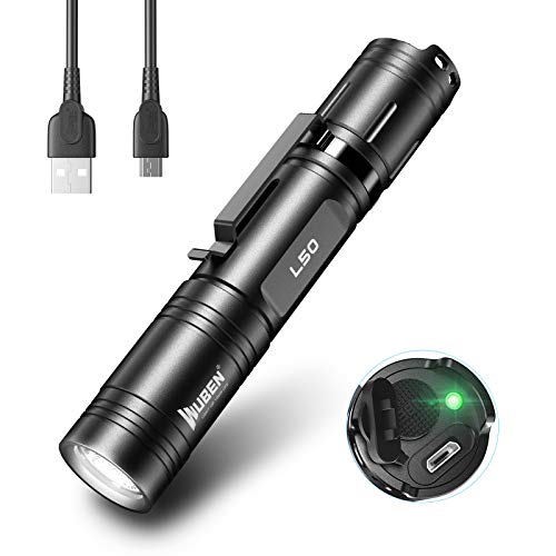 WUBEN L50 Linterna Led 1200 Lumens USB Recargable Alta Potencia Impermeable con Función de Memoria,5 Modos Linternas para Camping Montañismo Senderismo Emergencia