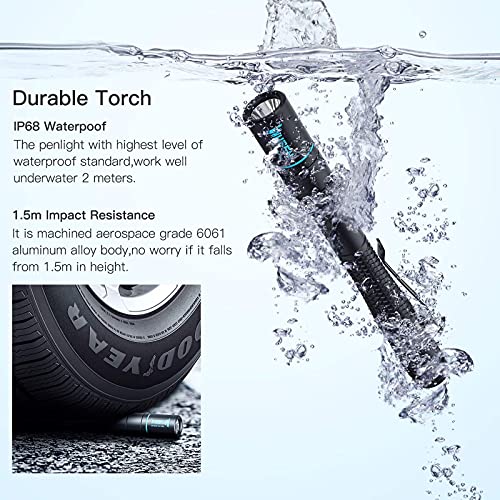 WUBEN Mini Linterna bolígrafo LED, 200Lúmenes estilo boli con enganche para bolsillo, con 2 pilas AA, 5 años de garantia
