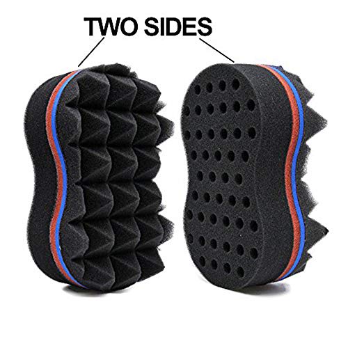 Xinlie Cepillo de Esponja Magic Curl Magic Peluquería Pelo Cepillo Esponja Bobina Esponja Rizador Hair Sponge Brush Twists Dread Afro Coils Hair Curl Brush para Giros, Rizos en Cabello Afro (2PCS)