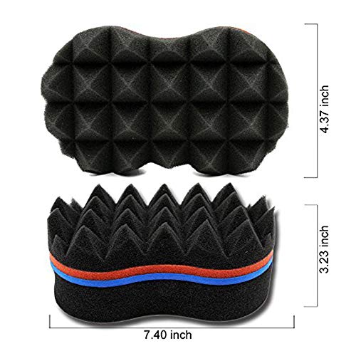 Xinlie Cepillo de Esponja Magic Curl Magic Peluquería Pelo Cepillo Esponja Bobina Esponja Rizador Hair Sponge Brush Twists Dread Afro Coils Hair Curl Brush para Giros, Rizos en Cabello Afro (2PCS)