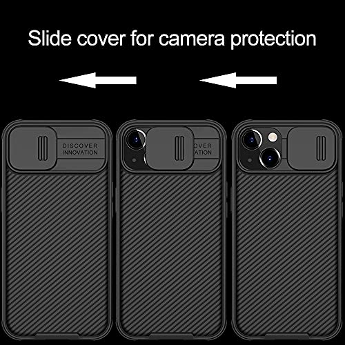 XTCASE Funda para iPhone 13, Protección de la cámara Carcasa Cubierta de cámara Deslizante Proteger Ultra-Delgado Híbrida PC Anti-Choque Anti-arañazos - Negro