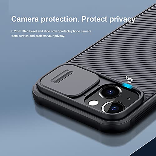 XTCASE Funda para iPhone 13, Protección de la cámara Carcasa Cubierta de cámara Deslizante Proteger Ultra-Delgado Híbrida PC Anti-Choque Anti-arañazos - Negro