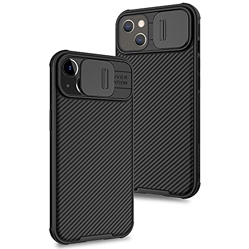 XTCASE Funda para iPhone 13, Protección de la cámara Carcasa Cubierta de cámara Deslizante Proteger Ultra-Delgado Híbrida PC Anti-Choque Anti-arañazos - Negro