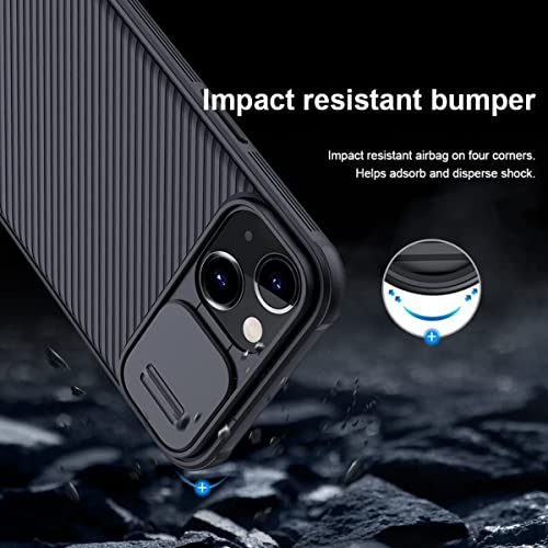 XTCASE Funda para iPhone 13, Protección de la cámara Carcasa Cubierta de cámara Deslizante Proteger Ultra-Delgado Híbrida PC Anti-Choque Anti-arañazos - Negro