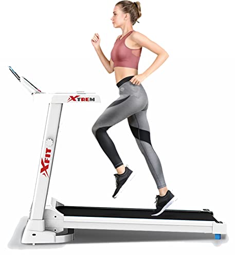 XTREM MAKER Cinta de Andar y Correr Eléctrica Plegable Xfit en Blanco y Gris. Pantalla LCD. Sistema de Seguridad. Sistema de Amortiguación. Altavoces Inalámbricos