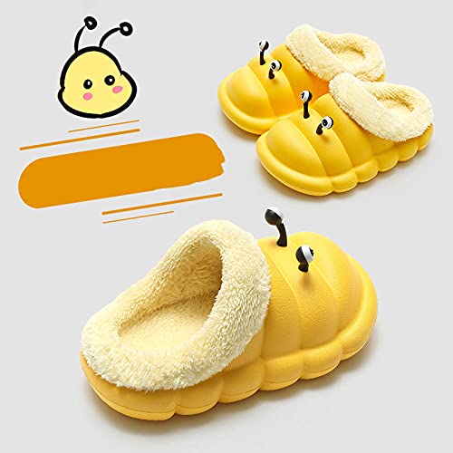 Y-PLAND Zapatillas de otoño/Invierno de Oruga para niños, Zapatillas de casa cálidas e Impermeables de Felpa EVA, Bonitos Zapatos de vellón de Dibujos Animados Antideslizantes-1_EU200