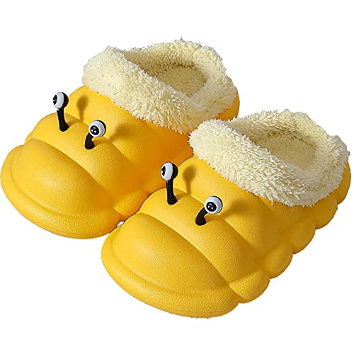 Y-PLAND Zapatillas de otoño/Invierno de Oruga para niños, Zapatillas de casa cálidas e Impermeables de Felpa EVA, Bonitos Zapatos de vellón de Dibujos Animados Antideslizantes-1_EU200