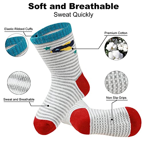 Yafane 12 Pares de Calcetines Antideslizantes para Niños Pequeños Infantil Recién Nacido Calcetines Antideslizantes Algodón para Bebés 0-7 años (Gris, 1-3 años)