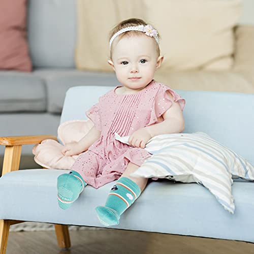 Yafane 12 Pares de Calcetines Antideslizantes para Niños Pequeños Infantil Recién Nacido Calcetines Antideslizantes Algodón para Bebés 0-7 años (Gris, 1-3 años)