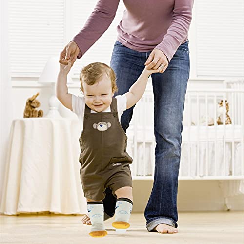 Yafane 12 Pares de Calcetines Antideslizantes para Niños Pequeños Infantil Recién Nacido Calcetines Antideslizantes Algodón para Bebés 0-7 años (Gris, 1-3 años)