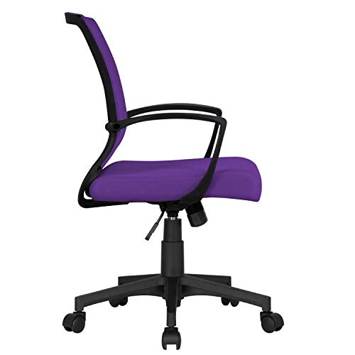 Yaheetech Silla de Oficina Silla Escritorio Ergonómica Silla Giratoria con Respaldo Altura Ajustable con Ruedas Violeta