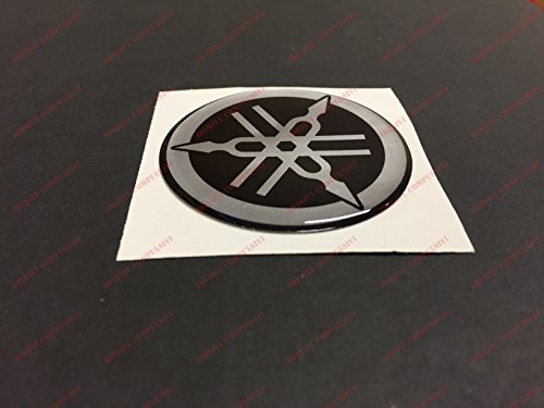 Yamaha - Adhesivo resinado con logotipo 3D, color negro y plateado, para depósito o casco
