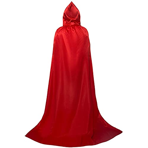 YANGB 2 Paquete de Mujeres con Capucha con Capucha Cape Wizard Mask Pelaje de rol Satinado Renaissance Cosplay Medieval para Hombres y Mujeres Halloween Fiesta de Navidad,Rojo,S