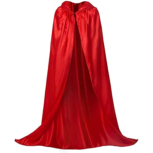 YANGB 2 Paquete de Mujeres con Capucha con Capucha Cape Wizard Mask Pelaje de rol Satinado Renaissance Cosplay Medieval para Hombres y Mujeres Halloween Fiesta de Navidad,Rojo,S