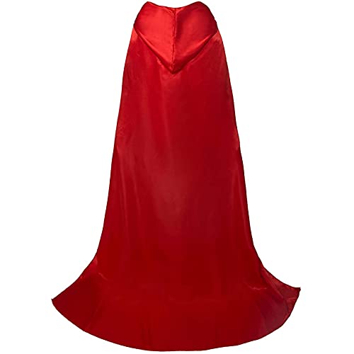 YANGB 2 Paquete de Mujeres con Capucha con Capucha Cape Wizard Mask Pelaje de rol Satinado Renaissance Cosplay Medieval para Hombres y Mujeres Halloween Fiesta de Navidad,Rojo,S