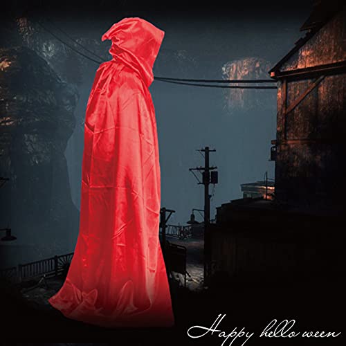 YANGB 2 Paquete de Mujeres con Capucha con Capucha Cape Wizard Mask Pelaje de rol Satinado Renaissance Cosplay Medieval para Hombres y Mujeres Halloween Fiesta de Navidad,Rojo,S