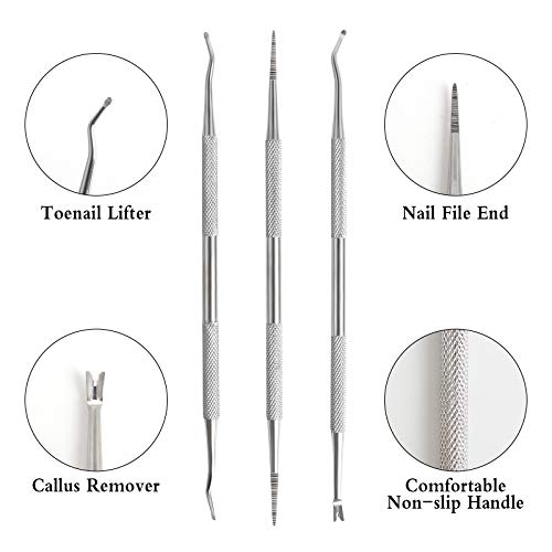 Yangfei 6Pcs Levantador de Uñas Encarnadas Empujador de Cutículas Lima de Uñas Acero, Manicura Pedicura Set Herramientas para Uñas Encarnadas (6 en 1)