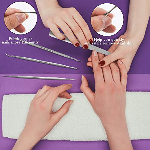 Yangfei 6Pcs Levantador de Uñas Encarnadas Empujador de Cutículas Lima de Uñas Acero, Manicura Pedicura Set Herramientas para Uñas Encarnadas (6 en 1)