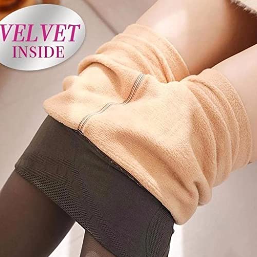 YANI Medias para mujer, medias gruesas y cálidas de invierno, medias térmicas, medias falsas, medias corporales (negro, gris, café), color negro con pie de 80 g