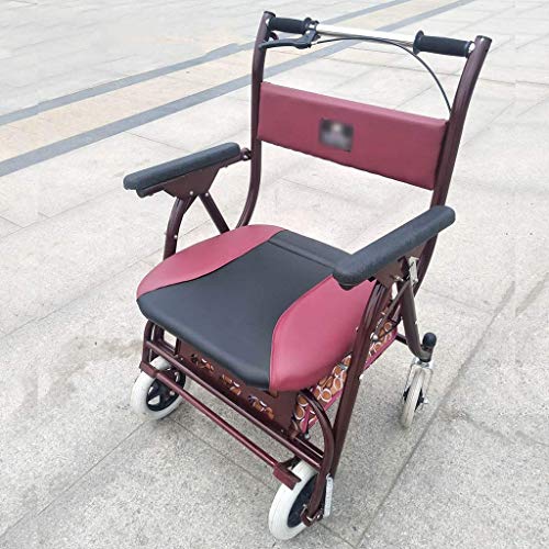 YANJ Carritos de la Compra Scooter portátil Silla de Ruedas Plegable Anciano Muletas Carrito de Compras para el hogar con Asiento ensanchado Asiento de Peso Adicional El Regalo Puede so