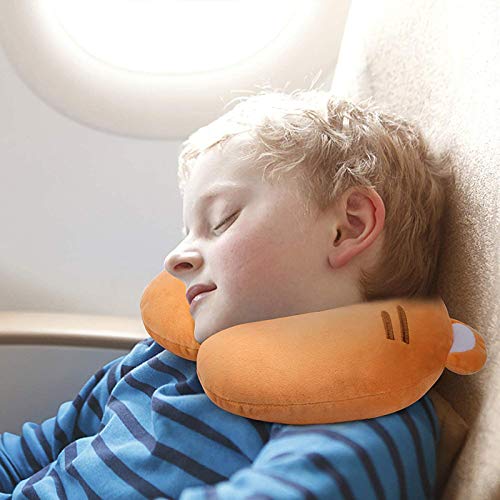 Yban Almohada de Viaje para Cuello Ultra Suave Animales Dolor de Cuello Sueño Almohada Coche Avion Infantiles Almohada Cervical Reposacabezas para Niños (4C)