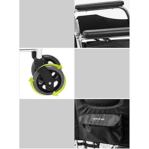 YDYBY Silla de Ruedas ortopédica de tránsito,para minuválidos y Ancianos Plegable Aluminio Silla de tránsito cómodo manetas reposapiés Plegado rápido Silla de Ruedas de Viaje,Verde
