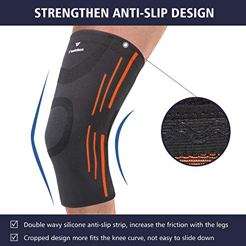 Yimidon Rodilleras elásticas de compresión, rodillera para rodilla, ligamentos rotos, banda ortopédica para menisco, unisex, fútbol, crossfit, baloncesto, voleibol (gris, L)