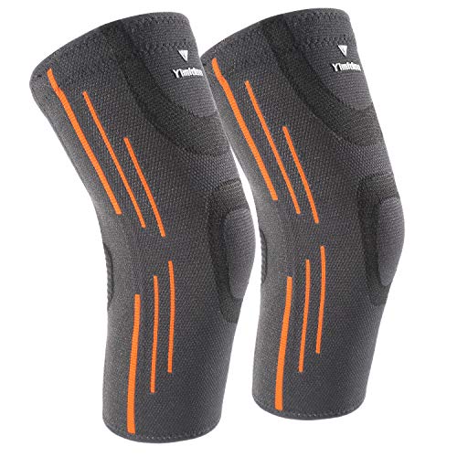 Yimidon Rodilleras elásticas de compresión, rodillera para rodilla, ligamentos rotos, banda ortopédica para menisco, unisex, fútbol, crossfit, baloncesto, voleibol (gris, L)