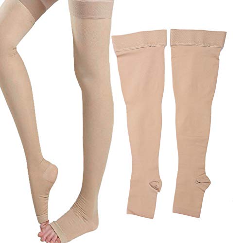 Yinhing Medias de compresión, Medias de compresión elásticas Unisex Medias hasta el Muslo Adelgazamiento de piernas para el Cuidado de Las piernas Medias de Dolor(L)