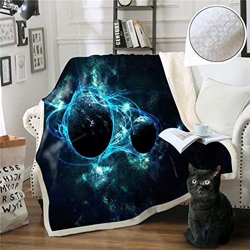 YOCASA Suave Oruga Tirar Manta,Doble Capa Grueso Manta Cielo Estrellado Impreso Tirar Manta Multifunción Tirar para Sofá Cama Piso Toalla De Playa A 150x130cm(59x51inch)