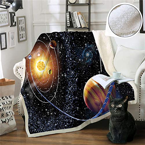 YOCASA Suave Oruga Tirar Manta,Doble Capa Grueso Manta Cielo Estrellado Impreso Tirar Manta Multifunción Tirar para Sofá Cama Piso Toalla De Playa G 150x130cm(59x51inch)