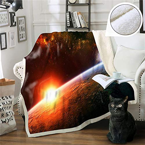 YOCASA Suave Oruga Tirar Manta,Doble Capa Grueso Manta Cielo Estrellado Impreso Tirar Manta Multifunción Tirar para Sofá Cama Piso Toalla De Playa H 150x200cm(59x79inch)
