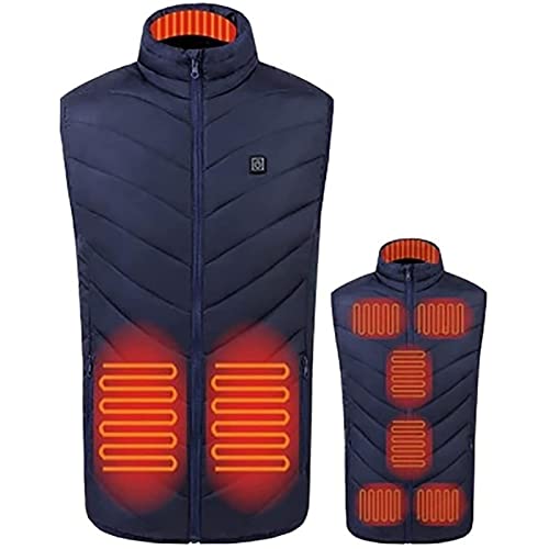 Yokbeer Chaleco Calefactable Hombre Mujer, Chaleco con Calentador USB Eléctrico con Doble Control de Temperatura, Chaqueta Calefactable con 3 Niveles de Calor (Color : Blue, Size : S)