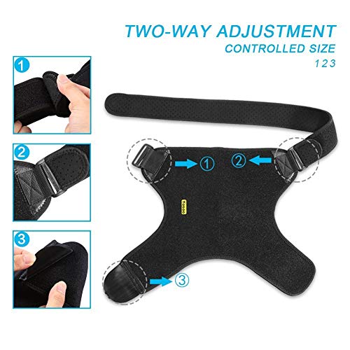 Yosoo - Hombrera de neopreno ajustable para prevenir las heridas y las dislocaciones. Hombrera mixta AC y recuperación, tanto para hombro derecho como izquierdo., negro