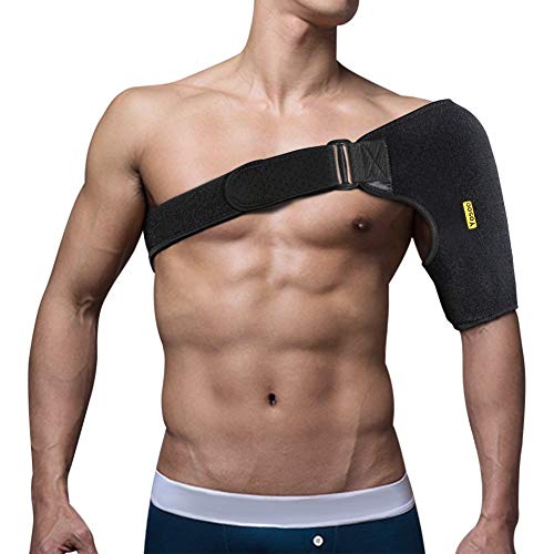 Yosoo - Hombrera de neopreno ajustable para prevenir las heridas y las dislocaciones. Hombrera mixta AC y recuperación, tanto para hombro derecho como izquierdo., negro