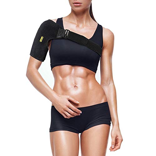 Yosoo - Hombrera de neopreno ajustable para prevenir las heridas y las dislocaciones. Hombrera mixta AC y recuperación, tanto para hombro derecho como izquierdo., negro