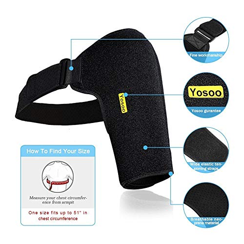 Yosoo - Hombrera de neopreno ajustable para prevenir las heridas y las dislocaciones. Hombrera mixta AC y recuperación, tanto para hombro derecho como izquierdo., negro
