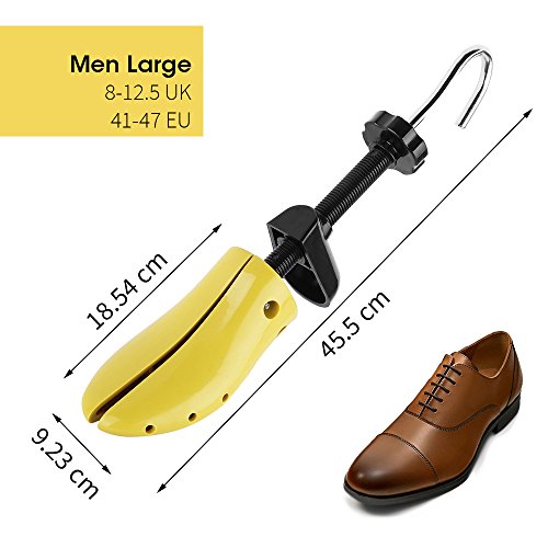 Youmang un par de 2 vías ajustables camilla de zapato plano-de poliuretano de plástico de árbol de zapato-longitud ajustable talladora de zapato duradera para los hombres (amarillo/tamaño 41-47 EU)