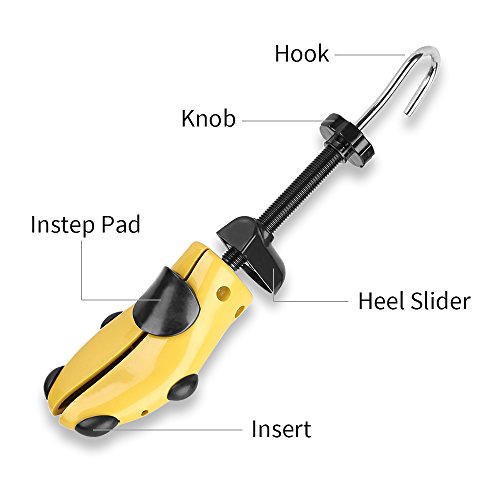 Youmang un par de 2 vías ajustables camilla de zapato plano-de poliuretano de plástico de árbol de zapato-longitud ajustable talladora de zapato duradera para los hombres (amarillo/tamaño 41-47 EU)