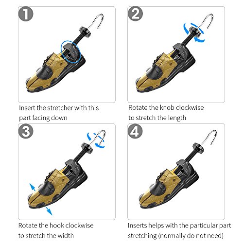 Youmang un par de 2 vías ajustables camilla de zapato plano-de poliuretano de plástico de árbol de zapato-longitud ajustable talladora de zapato duradera para los hombres (amarillo/tamaño 41-47 EU)