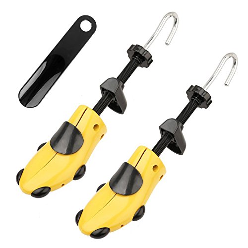 Youmang un par de 2 vías ajustables camilla de zapato plano-de poliuretano de plástico de árbol de zapato-longitud ajustable talladora de zapato duradera para los hombres (amarillo/tamaño 41-47 EU)