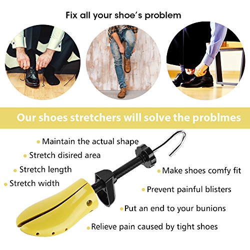 Youmang un par de 2 vías ajustables camilla de zapato plano-de poliuretano de plástico de árbol de zapato-longitud ajustable talladora de zapato duradera para los hombres (amarillo/tamaño 41-47 EU)