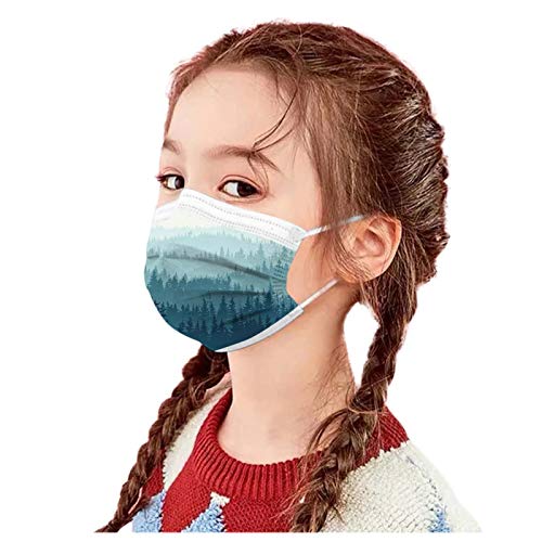 YpingLonk 10/20/30/50/100 pc Niños Bufanda Universal 3 Capa Moda Paisaje Impreso Lindo Elástico Earloop Bufanda-100
