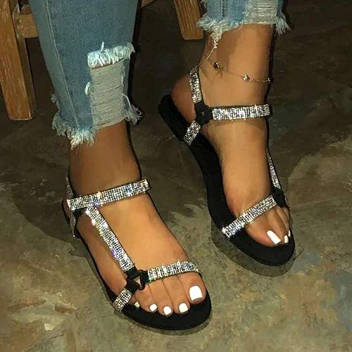 ypyrhh Zapatos de Piscina de Suela Blanda Baño,Sandalias de cuña y Pantuflas con pedrería,Zapatos de Playa-Negro_36,Top Chanclas Unisex para Adultos