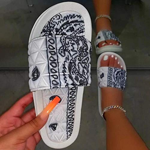 ypyrhh Zapatos de Piscina de Suela Blanda Baño,Zapatillas de Playa Flor Raso-Verde_42,Top Chanclas Unisex para Adultos
