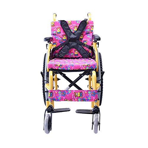 YQTXDS Silla de Ruedas Plegable de Aluminio para niños, Estructura Ligera y Plegable, Asistente portátil con propulsión (Silla de Ruedas)
