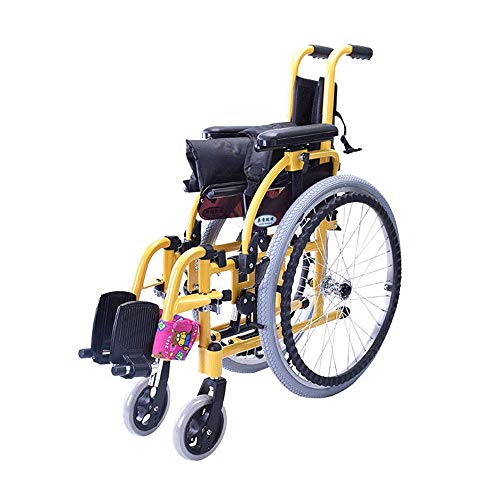 YQTXDS Silla de Ruedas Plegable de Aluminio para niños, Estructura Ligera y Plegable, Asistente portátil con propulsión (Silla de Ruedas)