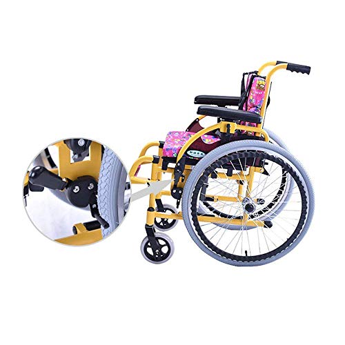 YQTXDS Silla de Ruedas Plegable de Aluminio para niños, Estructura Ligera y Plegable, Asistente portátil con propulsión (Silla de Ruedas)