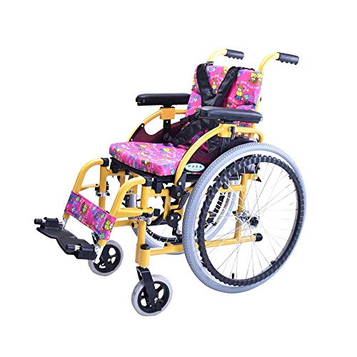 YQTXDS Silla de Ruedas Plegable de Aluminio para niños, Estructura Ligera y Plegable, Asistente portátil con propulsión (Silla de Ruedas)
